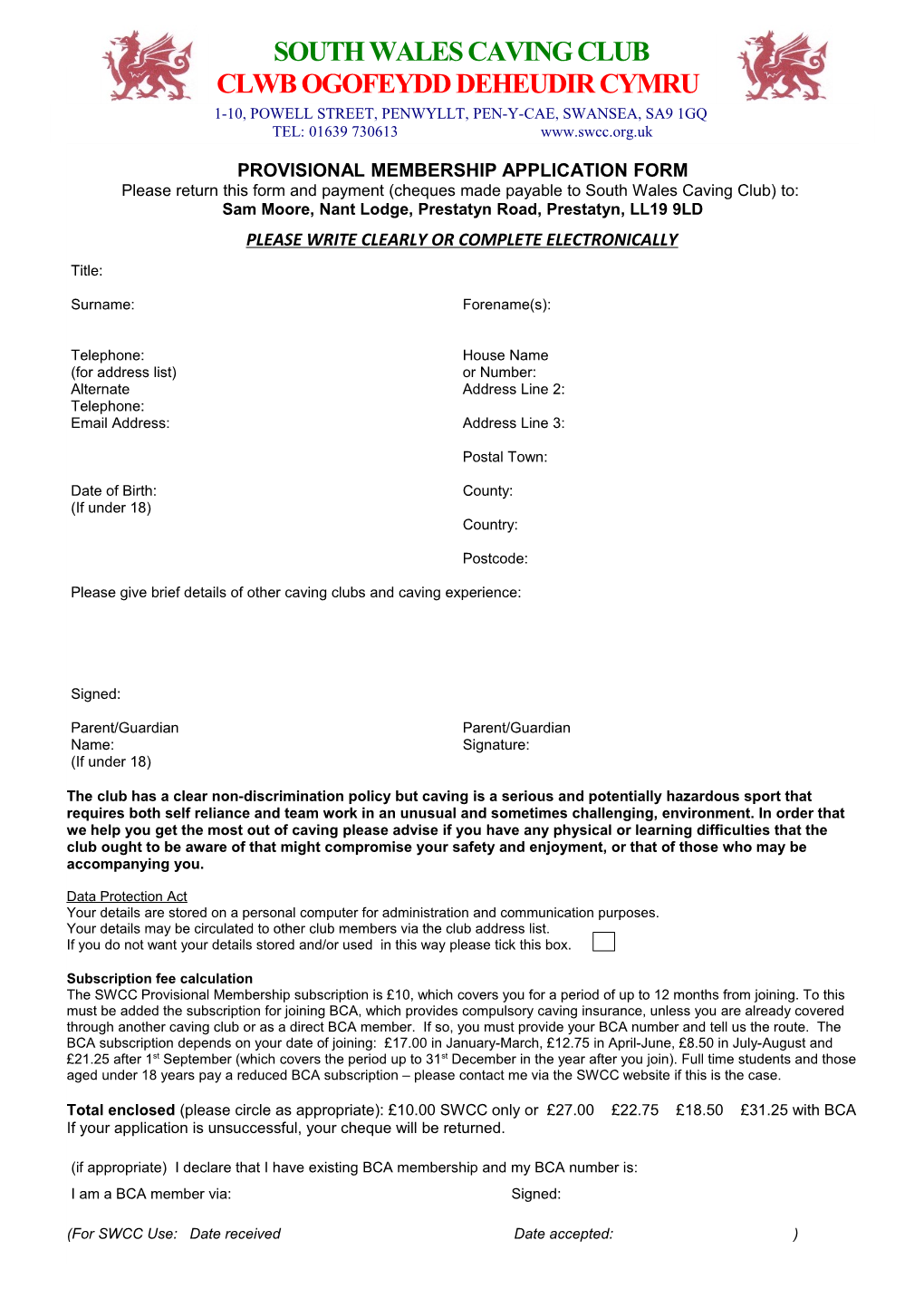 Provisional Membership Application Form