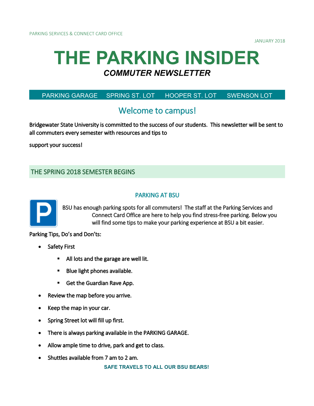 The Parking Insider-Commuter Newletter