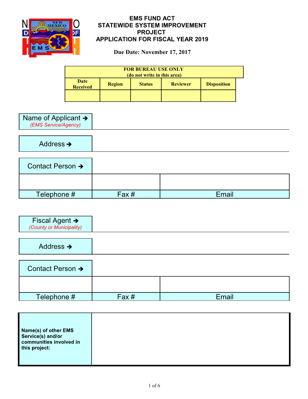 Applicationfor Fiscal Year 2019