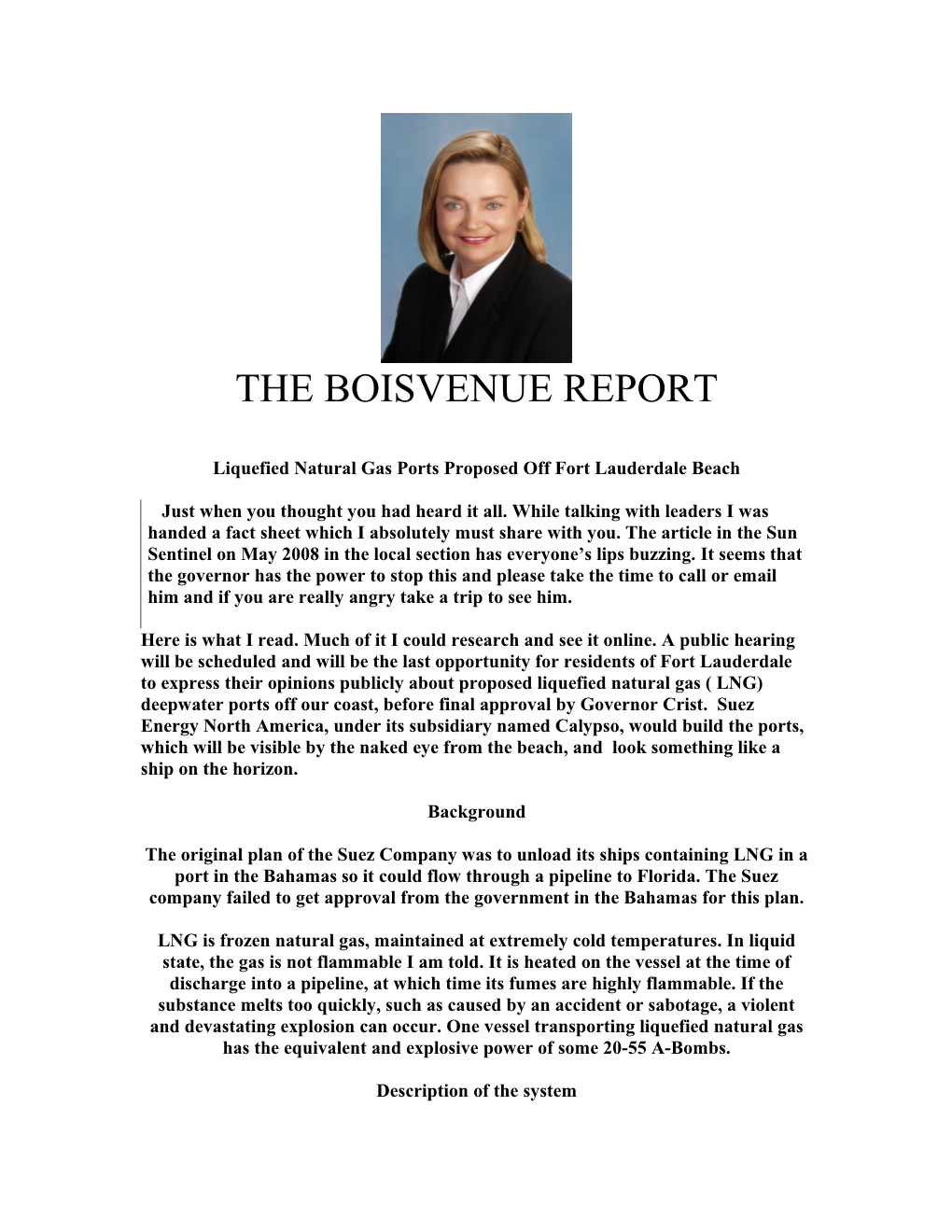 The Boisvenue Report