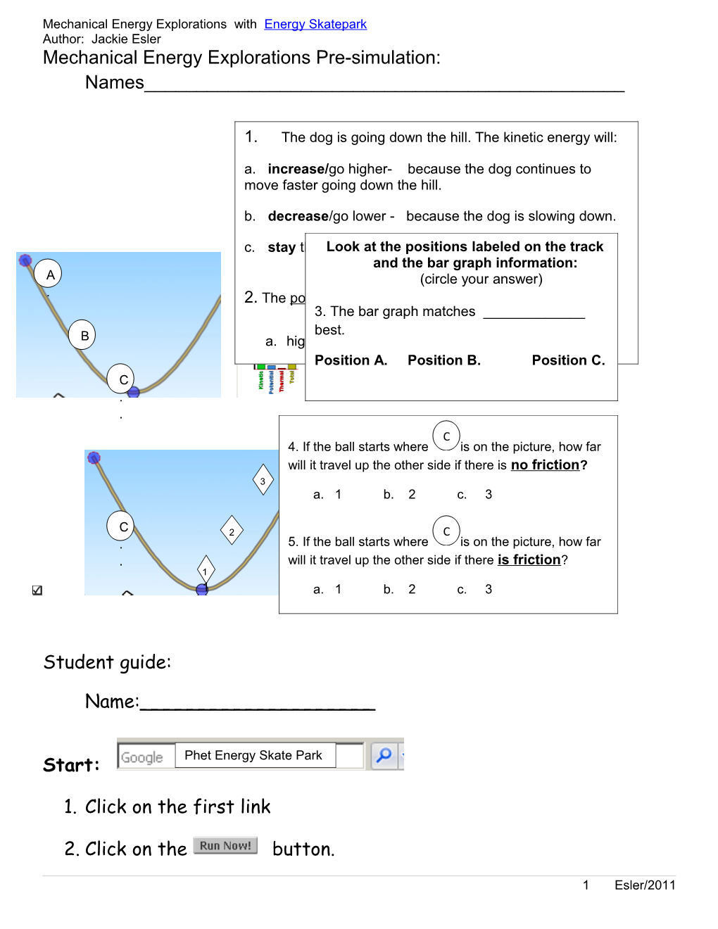 Mechanical Energy Explorations with Energy Skatepark