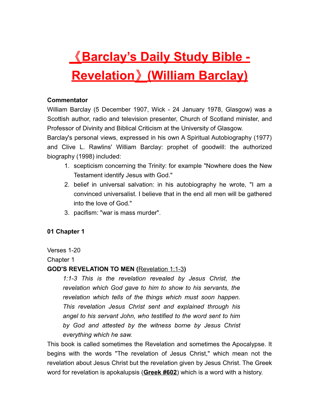 Barclay S Daily Study Bible-Revelation (William Barclay)