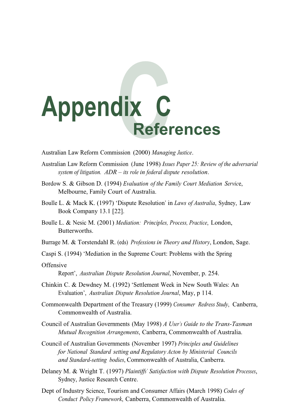 Framework for ADR Standards Appendix C