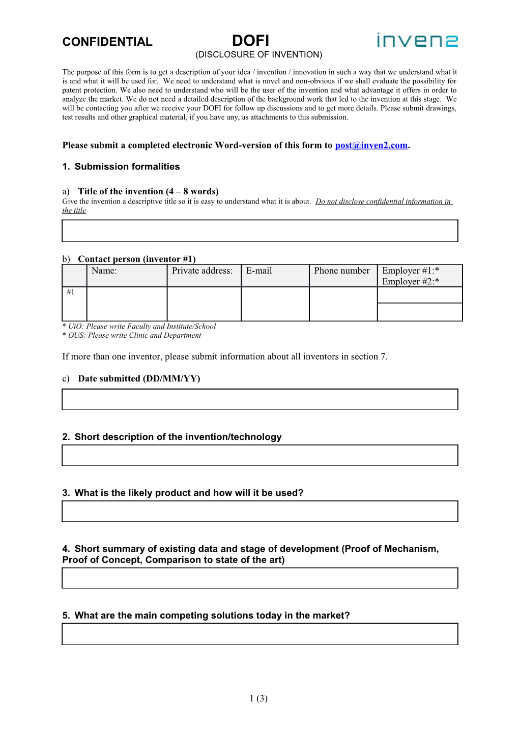 Please Submit a Completed Electronic Word-Version of This Form to
