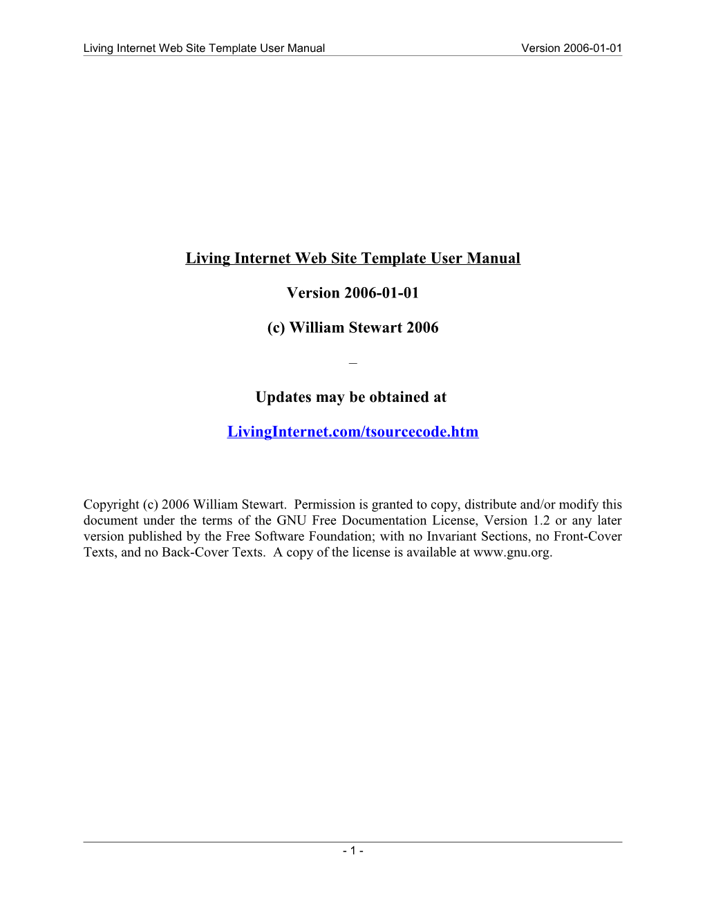 Livinginternet.Com Web Site Template User Manual