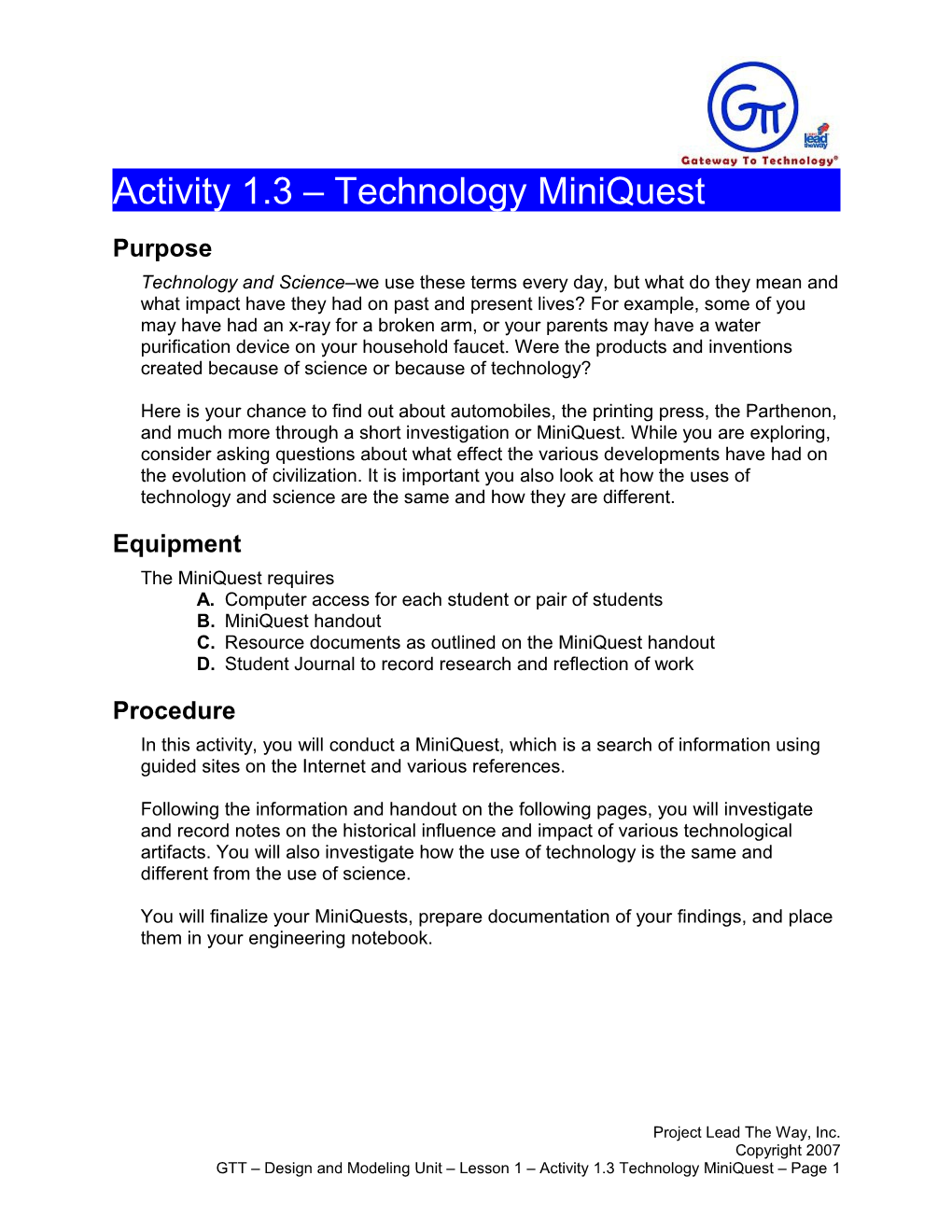 Activity 1.3 - Technology Miniquest