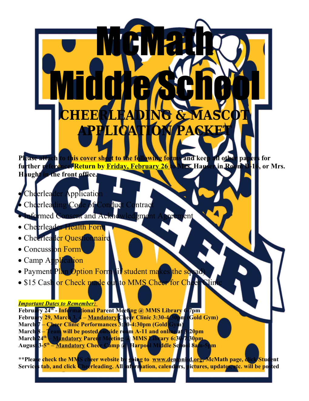 Cheerleading & Mascotapplication Packet