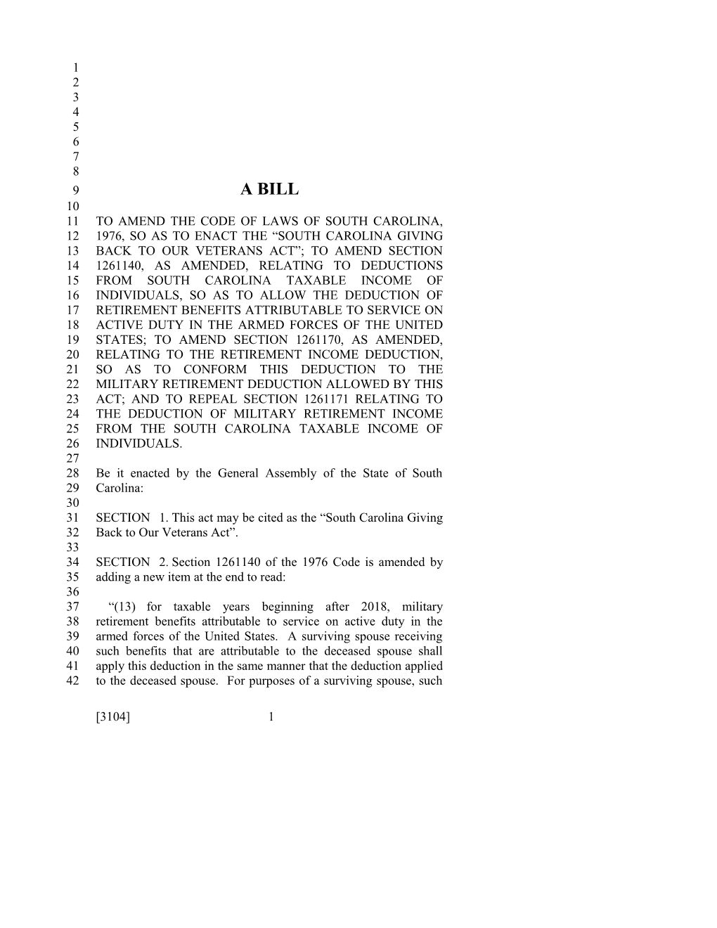 2017-2018 Bill 3104 Text of Previous Version (Dec. 15, 2016) - South Carolina Legislature Online