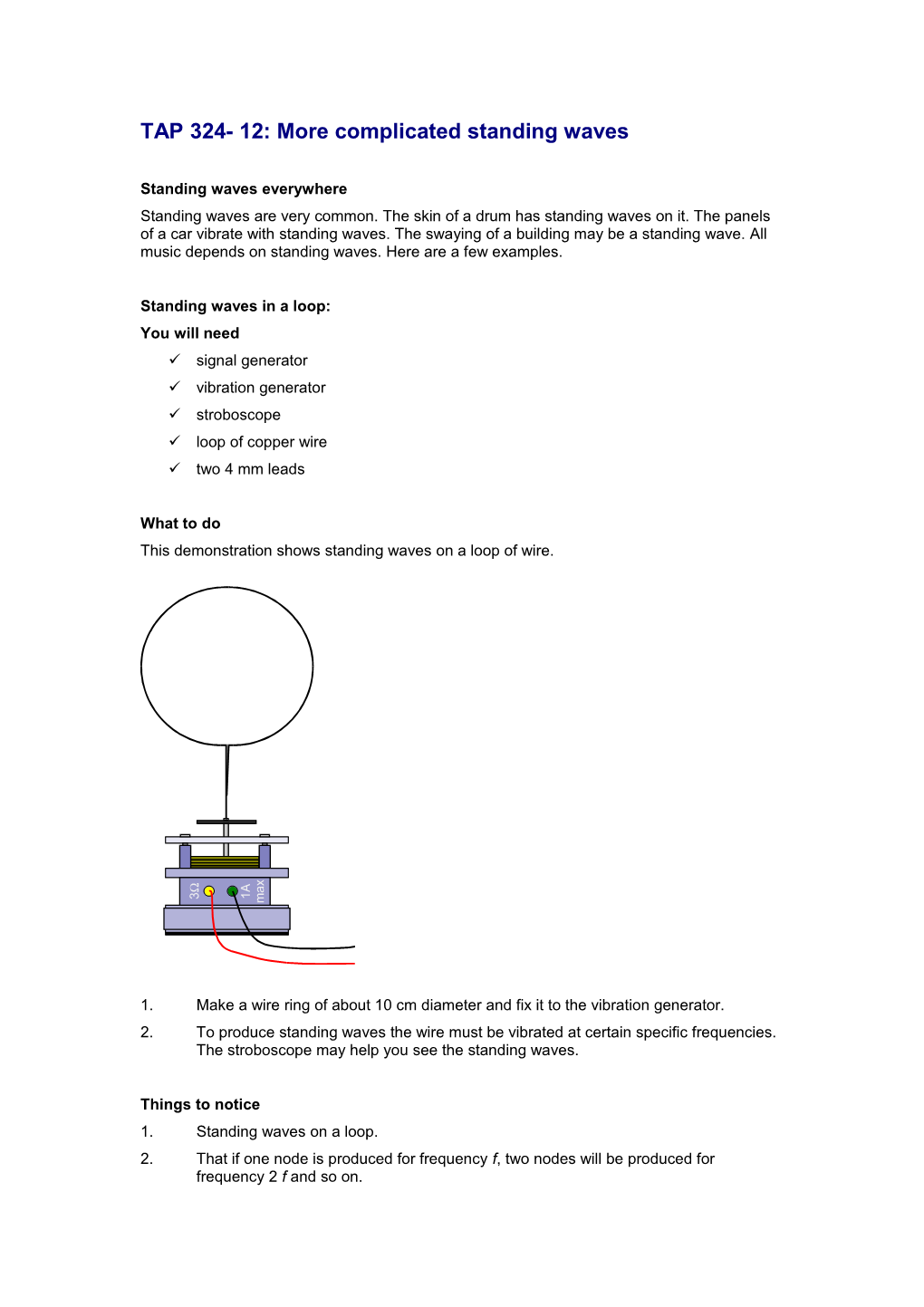 TAP 324- 12: More Complicated Standing Waves
