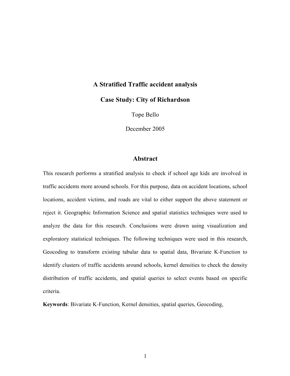 Cluster Analysis of the Accidents Involving School Age Kids