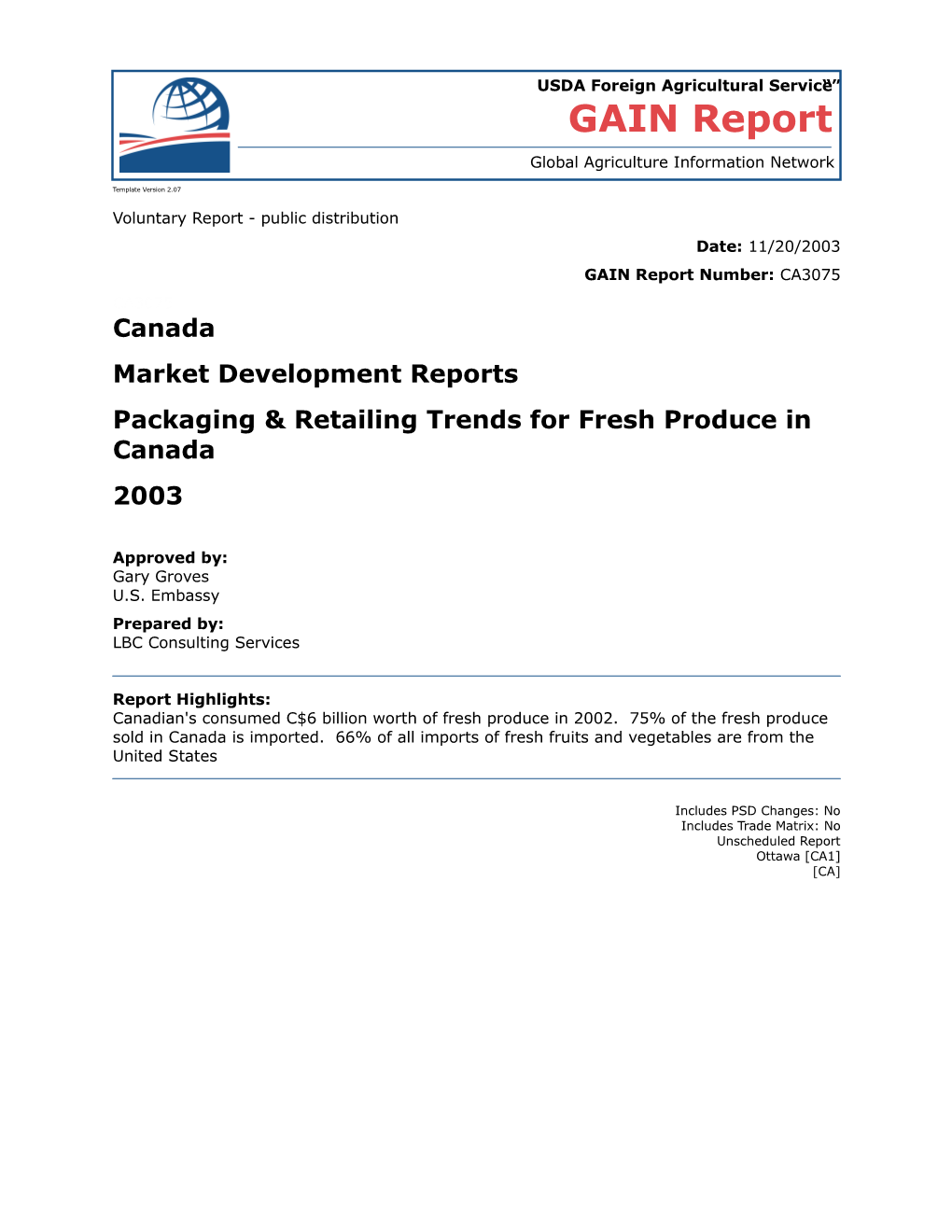 Packaging & Retailing Trends for Fresh Produce in Canada