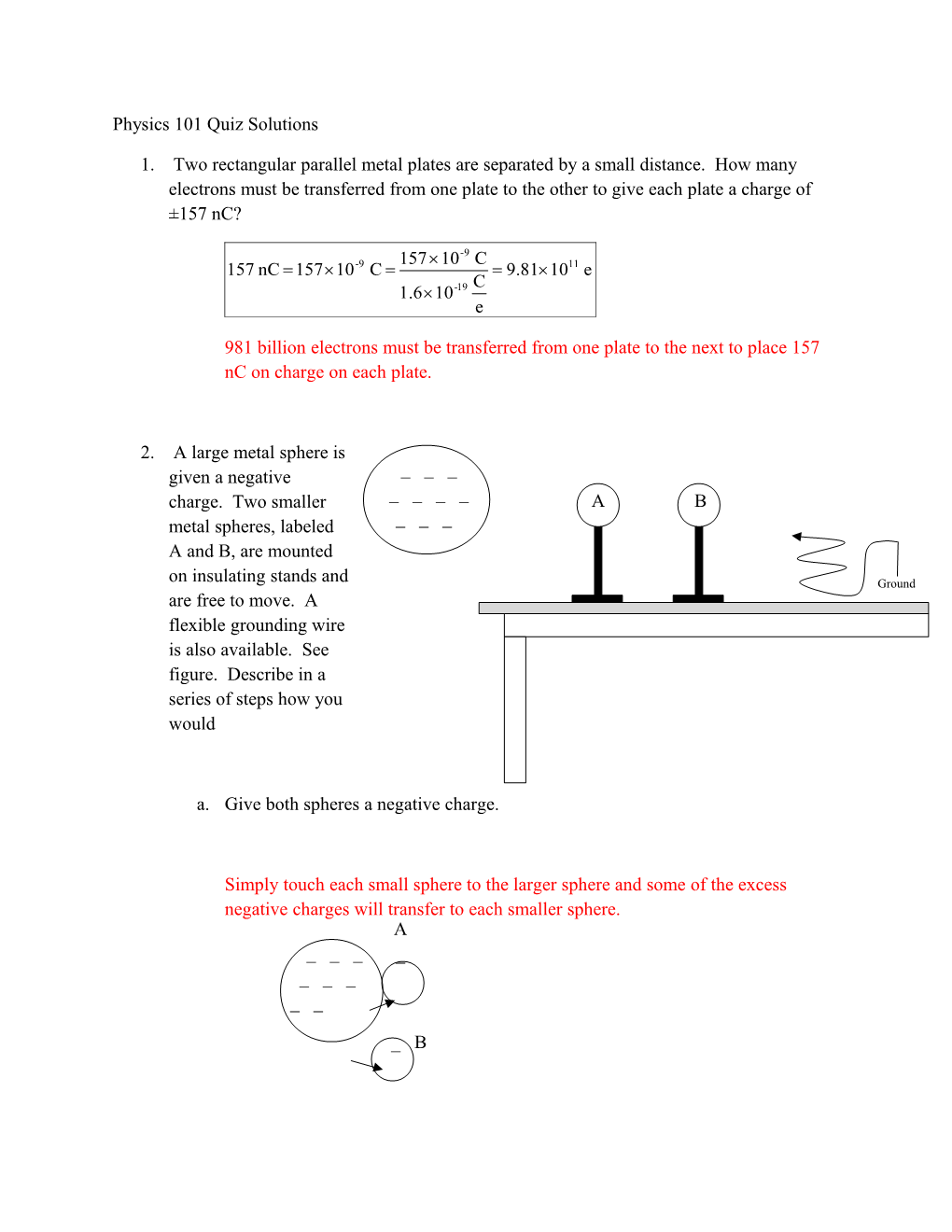 Physics 101 Quiz Solutions