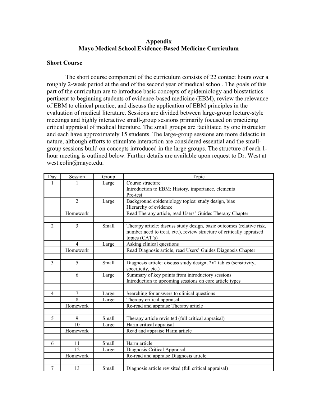 Mayomedicalschool Evidence-Based Medicine Curriculum