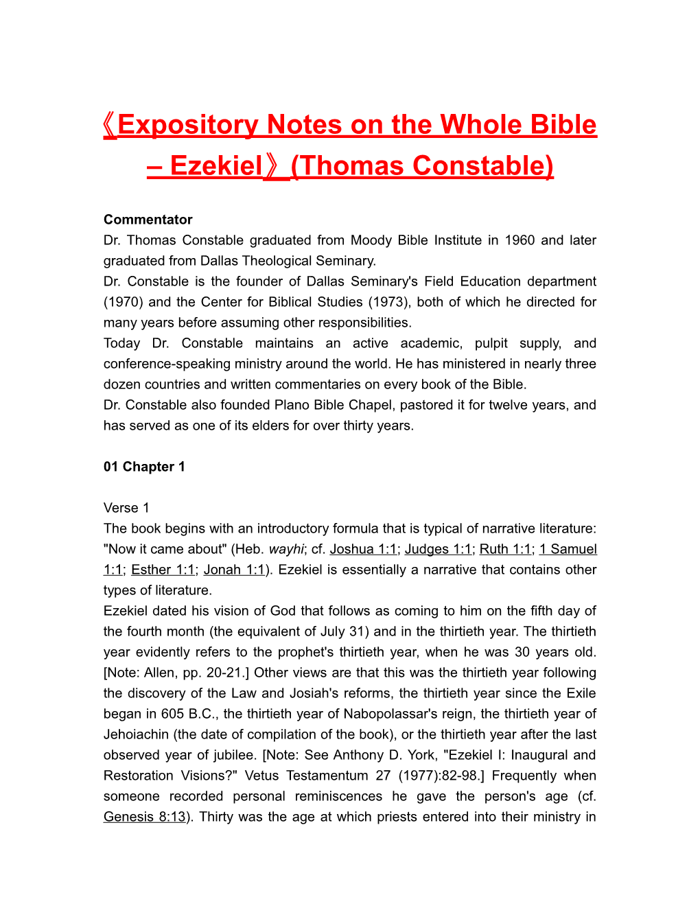 Expositorynotes on the Wholebible Ezekiel (Thomas Constable)
