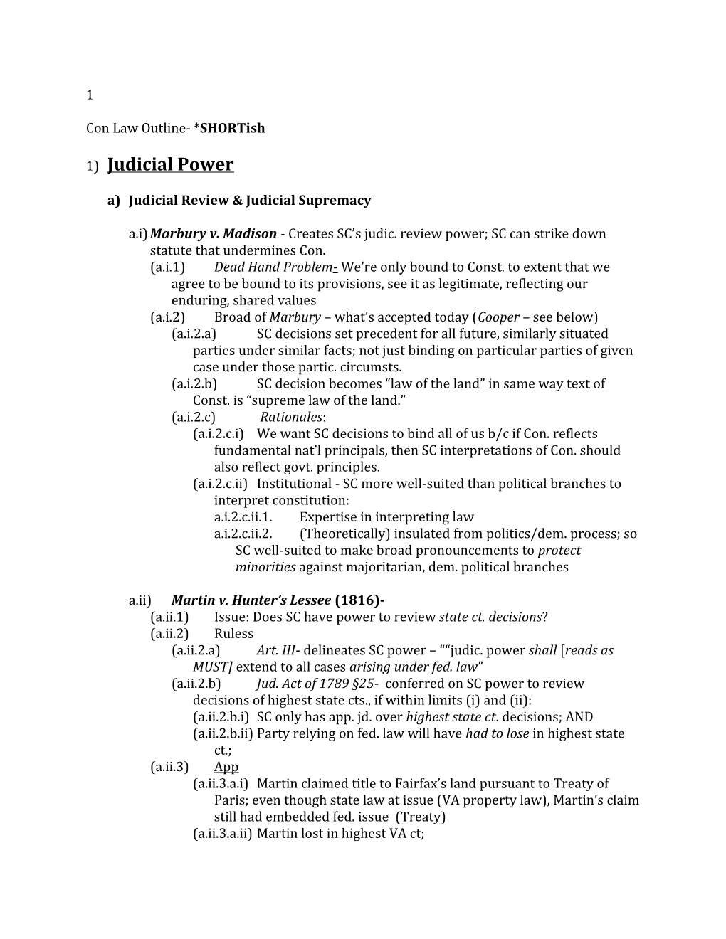 Con Law Outline- *Shortish