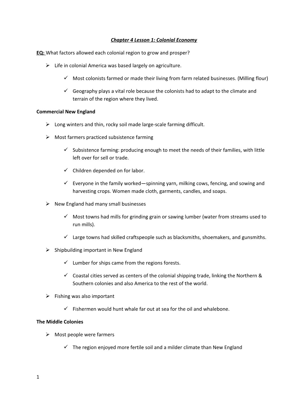 Chapter 4 Lesson 1: Colonial Economy