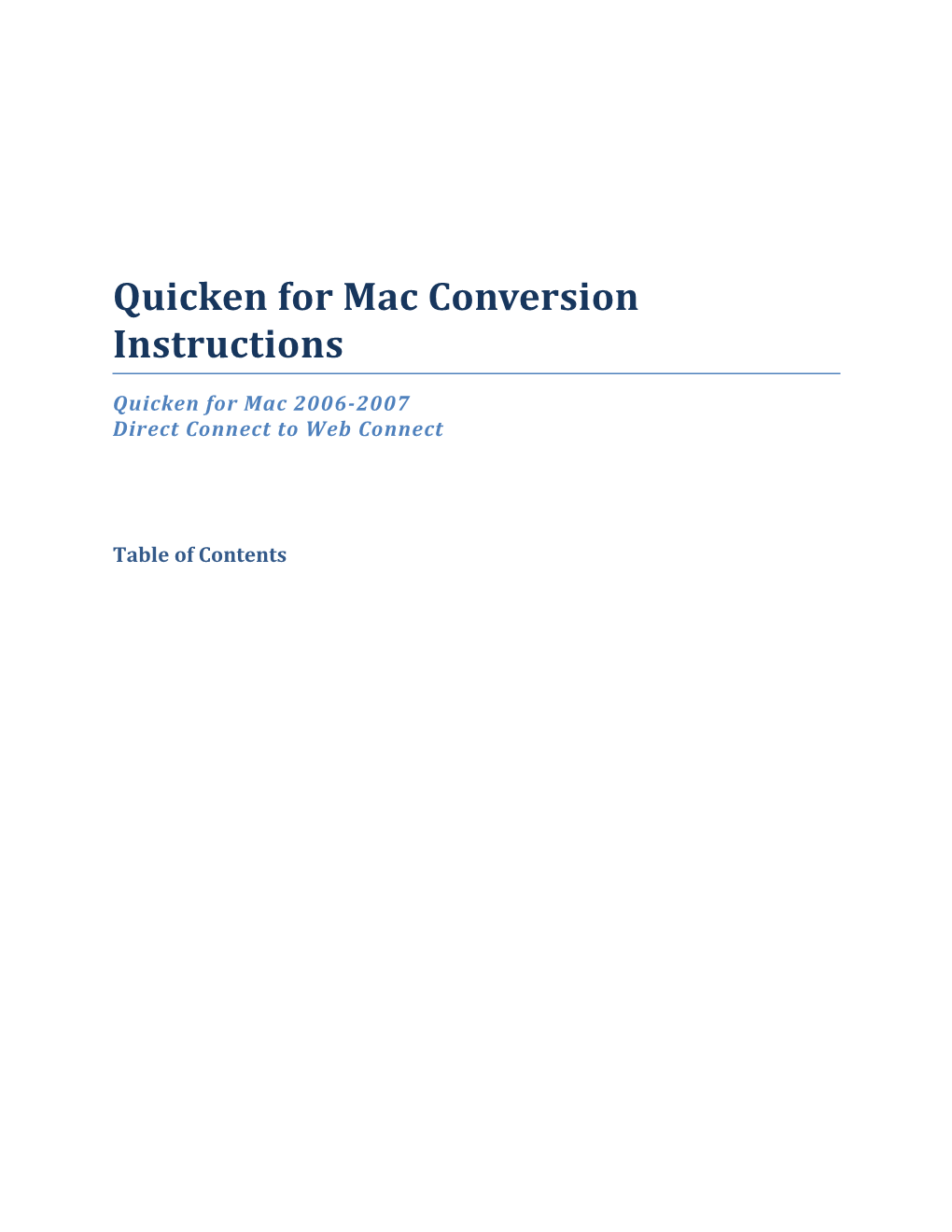 Quicken for Mac Conversion Instructions