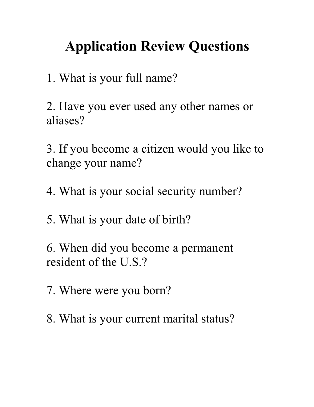 Application Review Questions