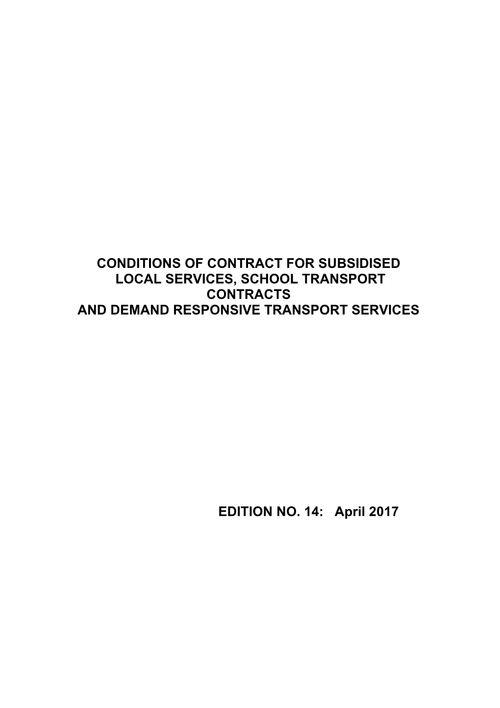 Conditions of Contract for Subsidised