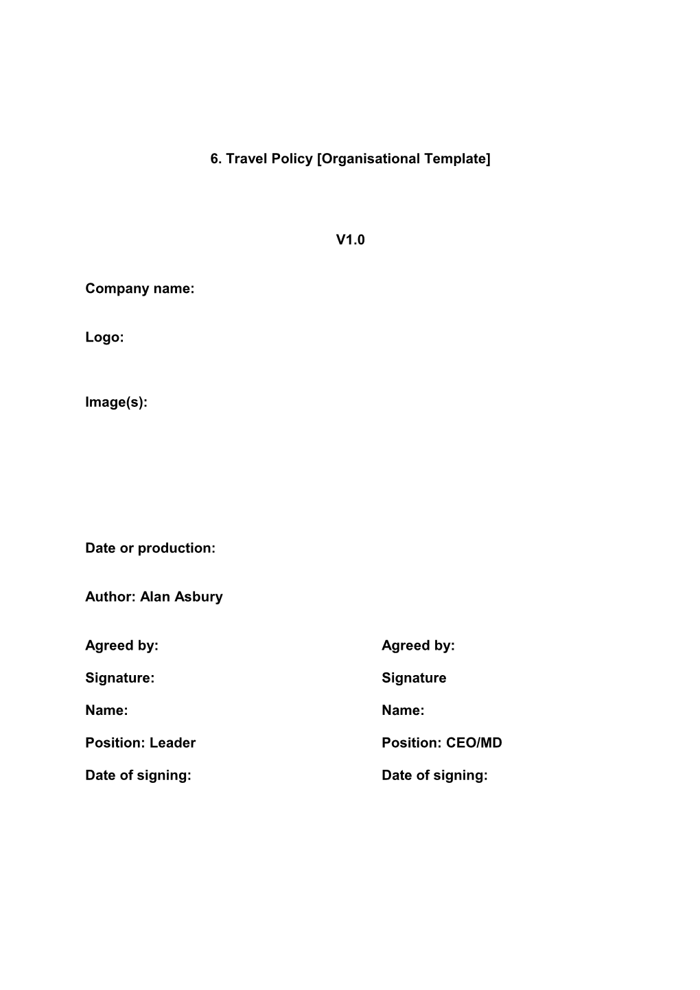 6. Travel Policy Organisational Template