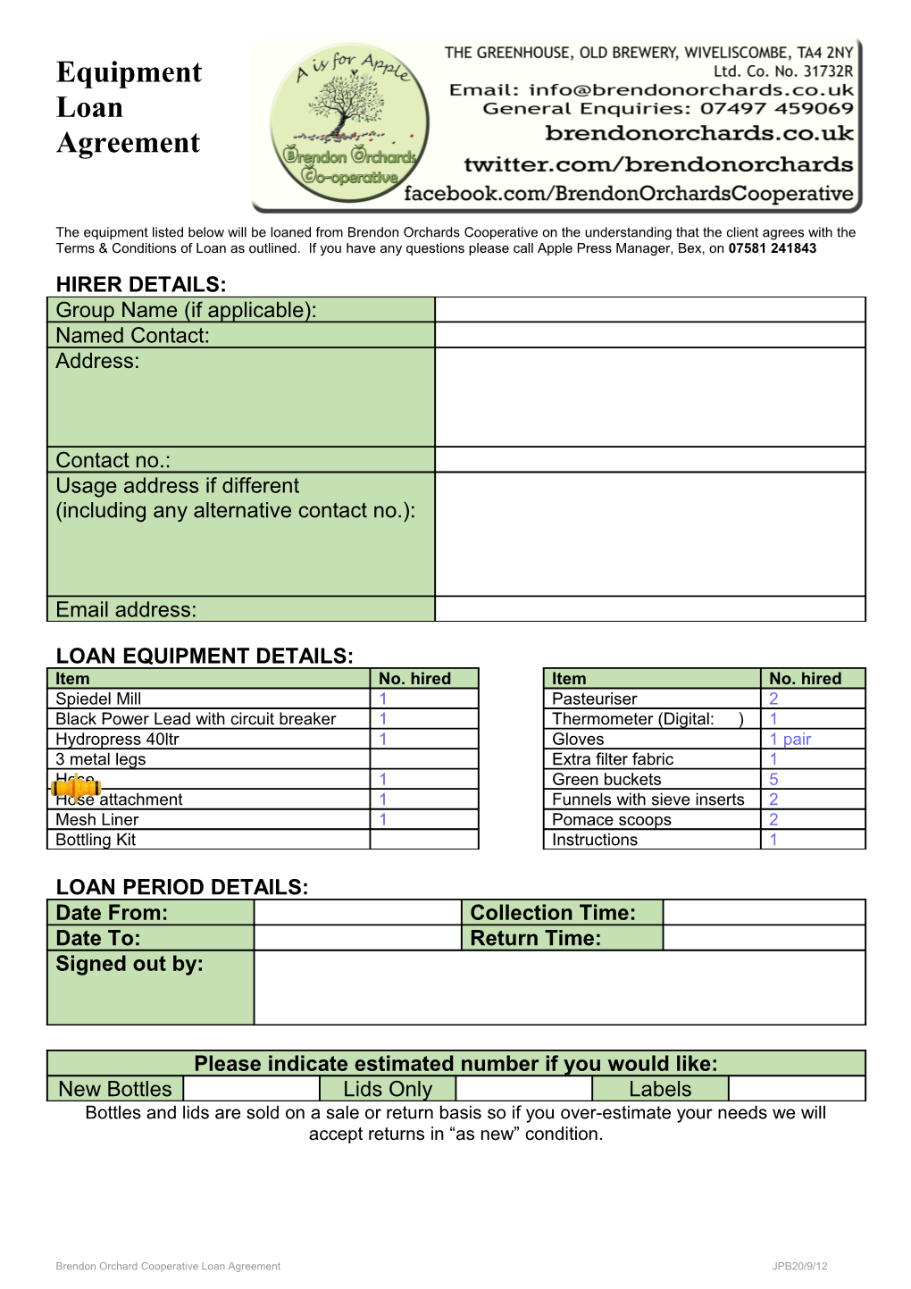Loan Equipment Details