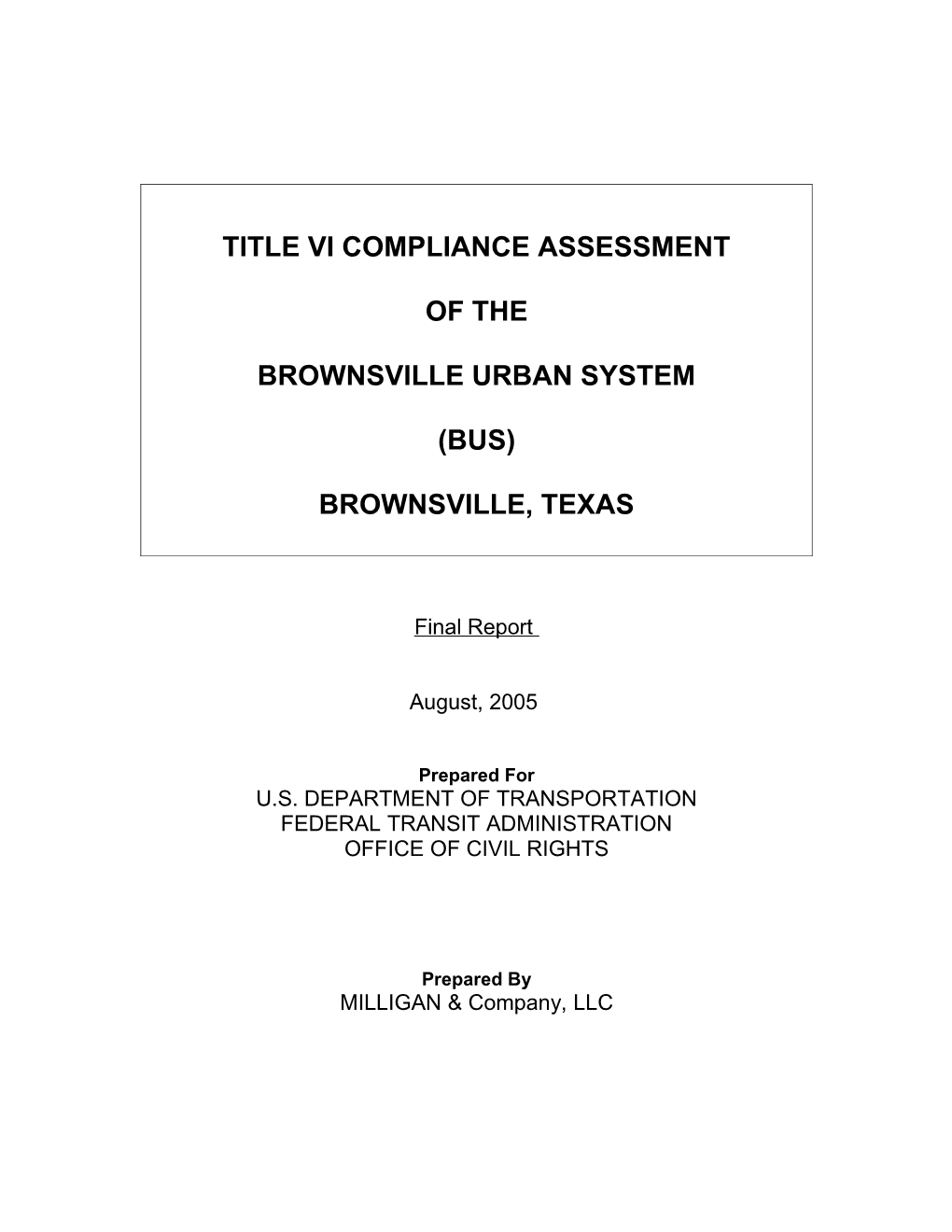 Title Vi Compliance Assessment