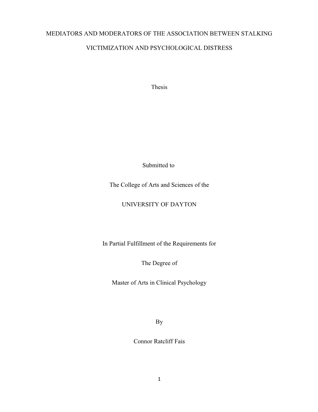 Mediators and Moderators of the Association Between Stalking Victimization and Psychological