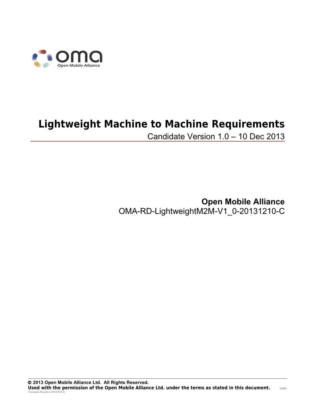 OMA-RD-Lightweightm2m-V1 0-20131210-Cpage 1 V(19)