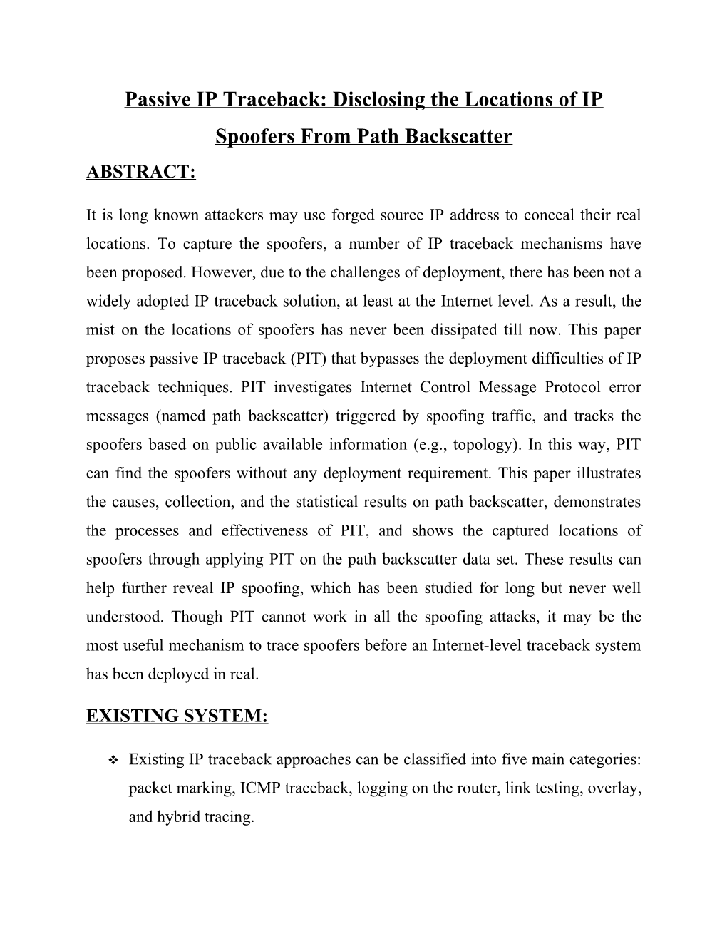 Passive IP Traceback Disclosing the Locations of IP Spoofers from Path Backscatter