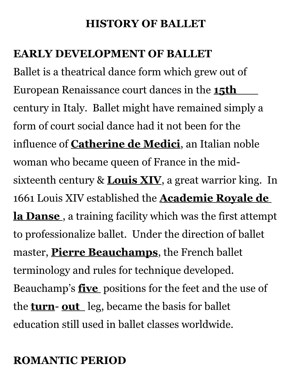 History of Ballet