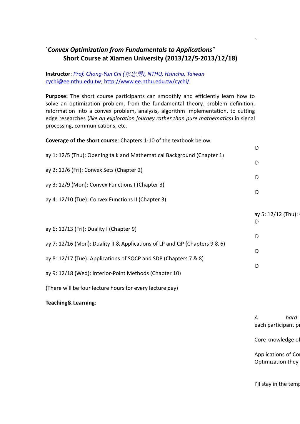 Convex Optimization from Fundamentals to Applications