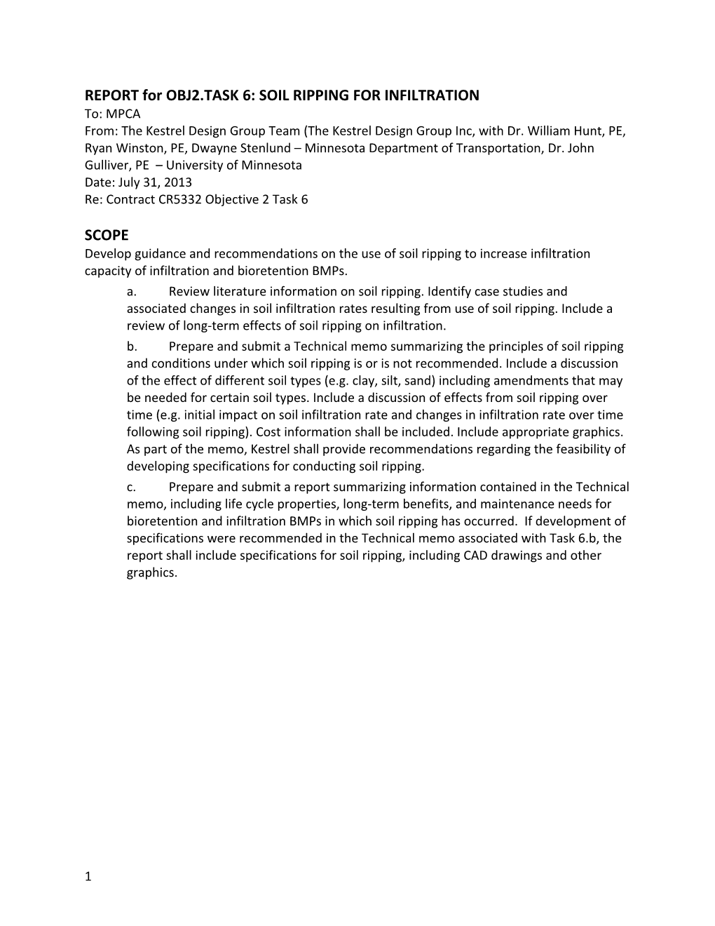 REPORT for OBJ2.TASK 6: SOIL RIPPING for INFILTRATION