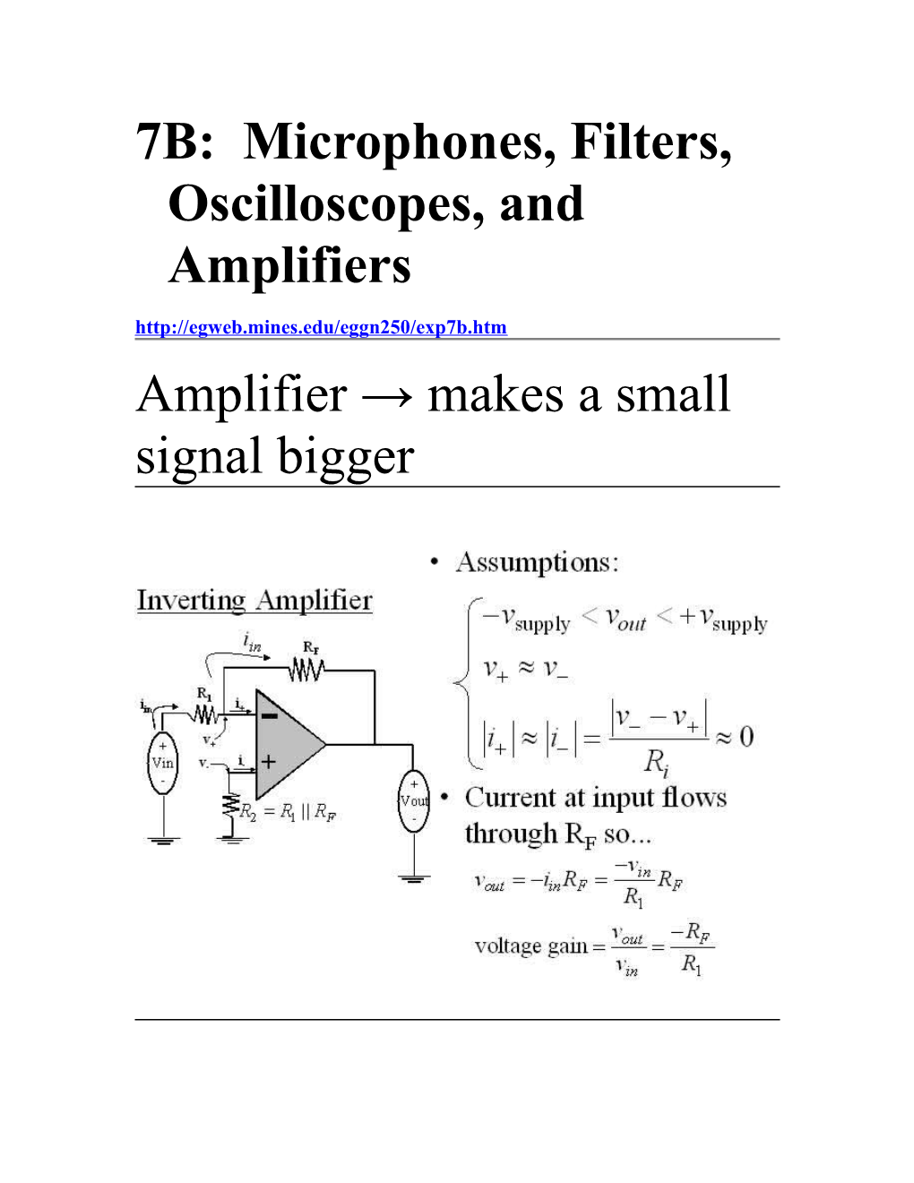 7B: Microphones, Filters, Oscilloscopes, and Amplifiers