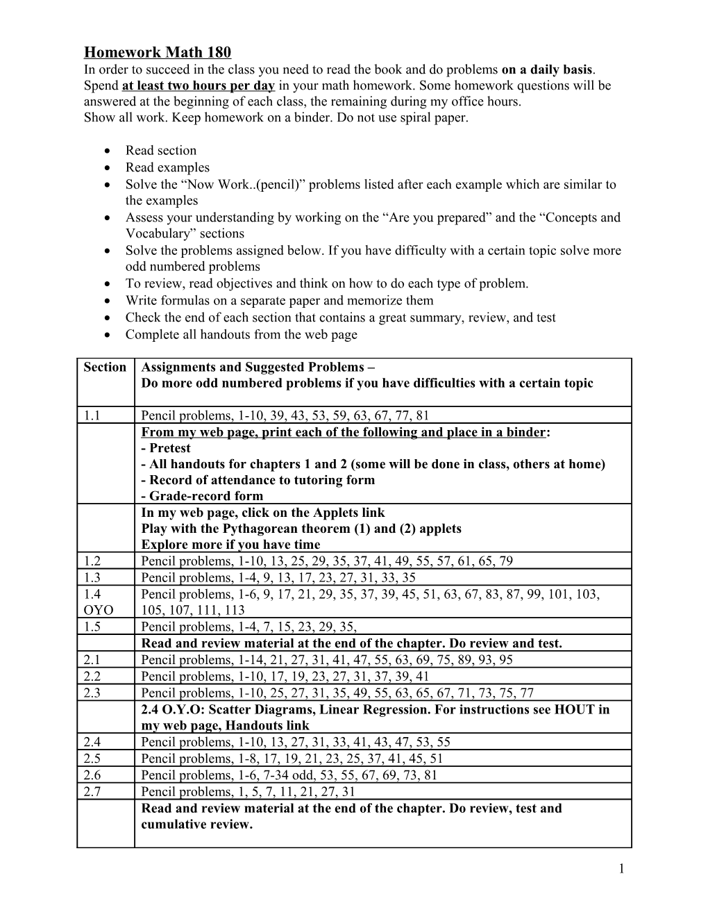 Homework Math 180