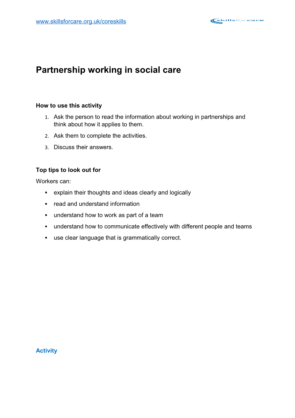 Partnership Working in Social Care