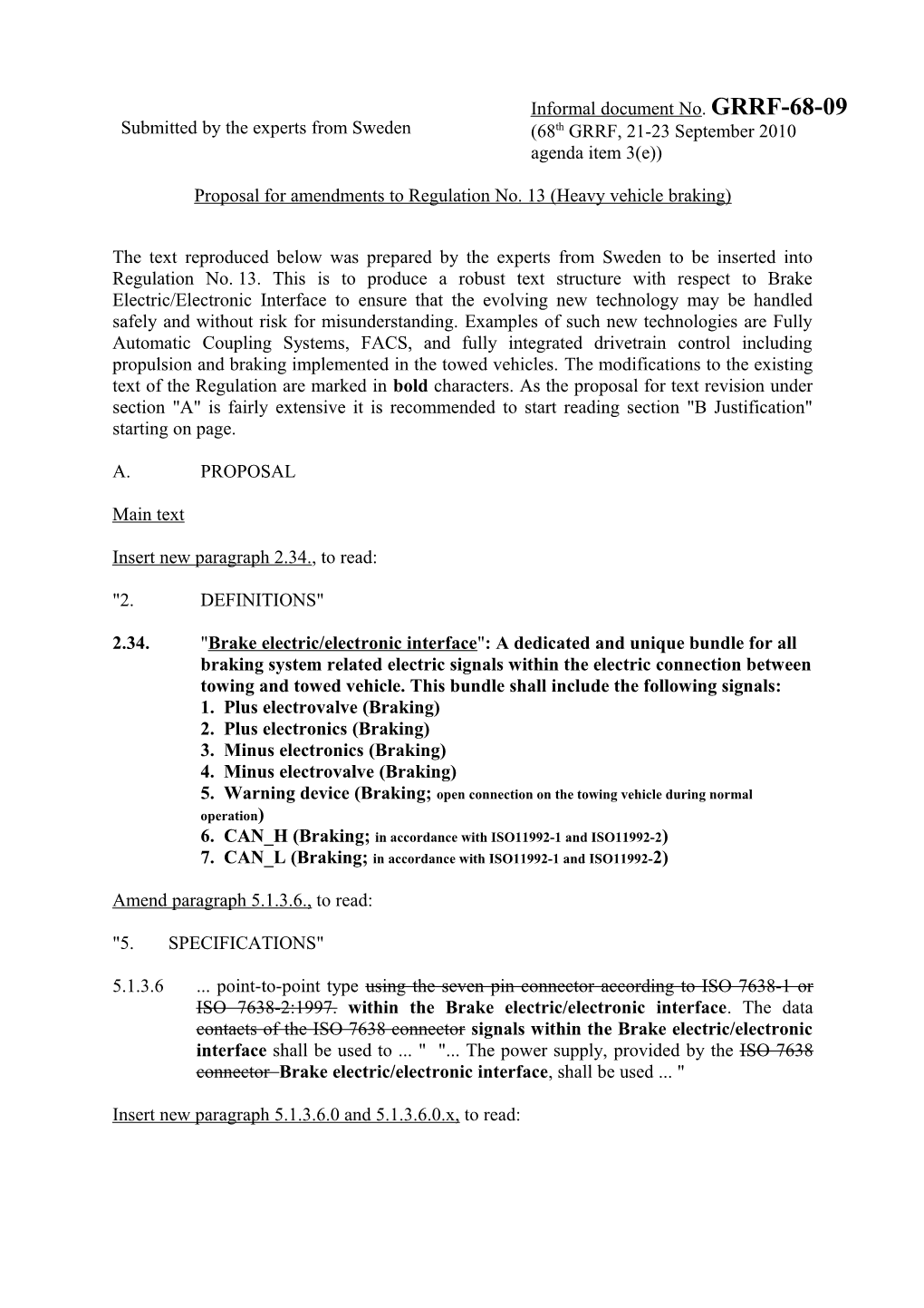 Proposal for Amendments to Regulation No. 13(Heavy Vehicle Braking)