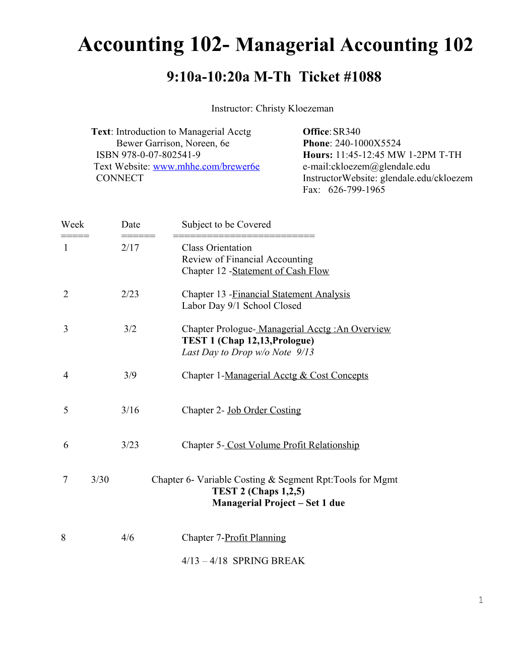 Accounting 102- Managerial Accounting 102