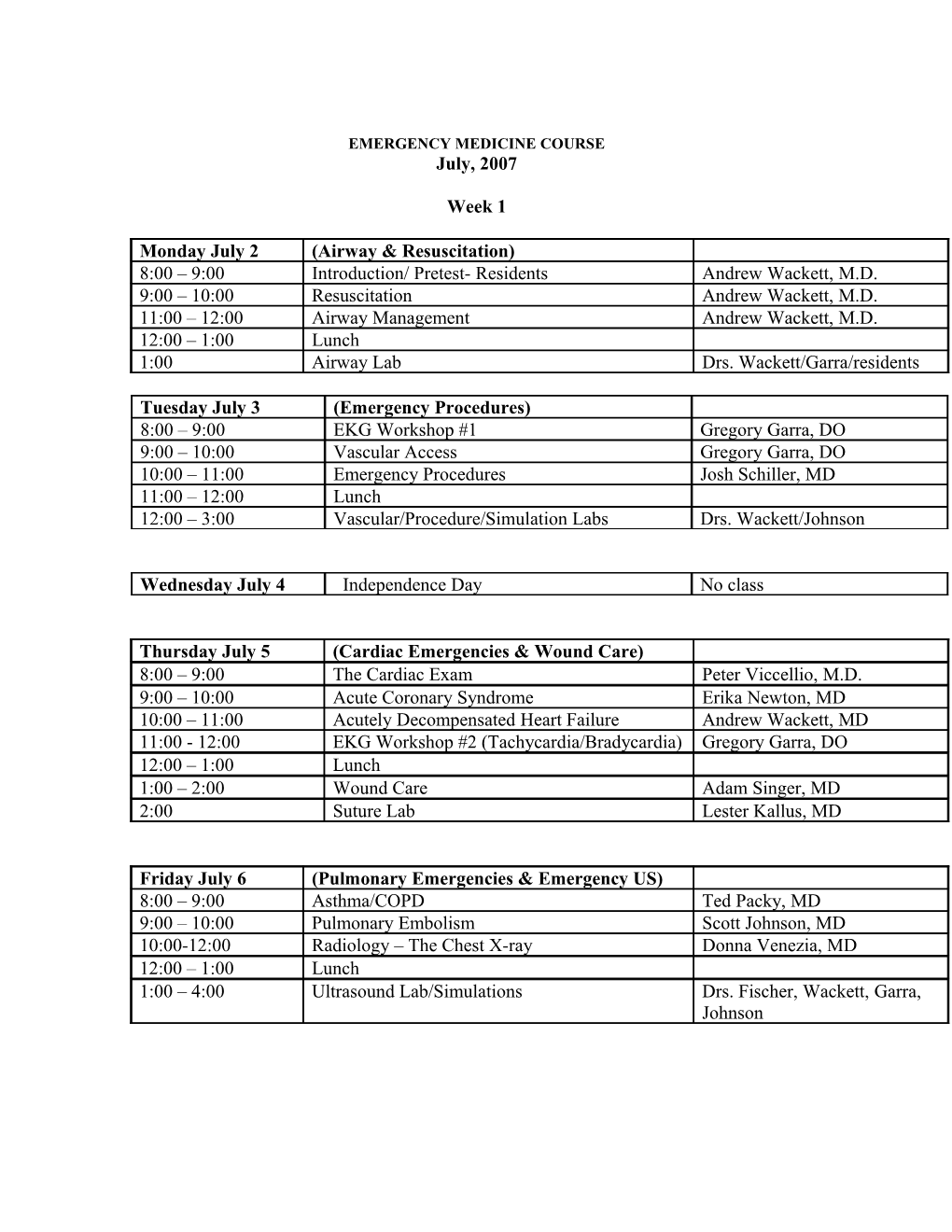 Emergency Medicine Course