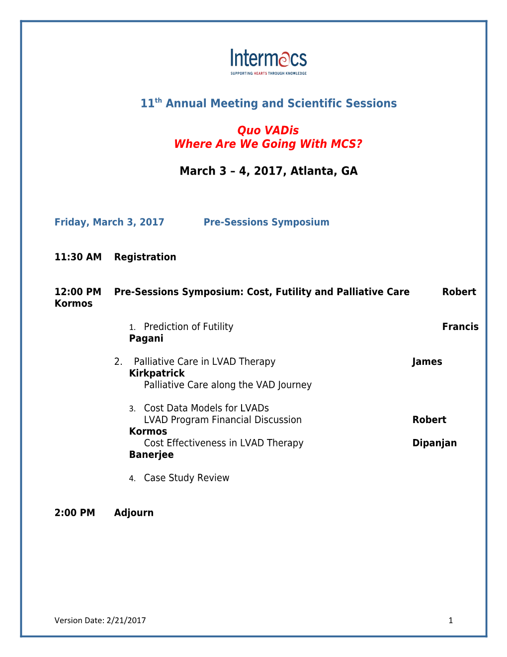 11Th Annual Meeting and Scientific Sessions