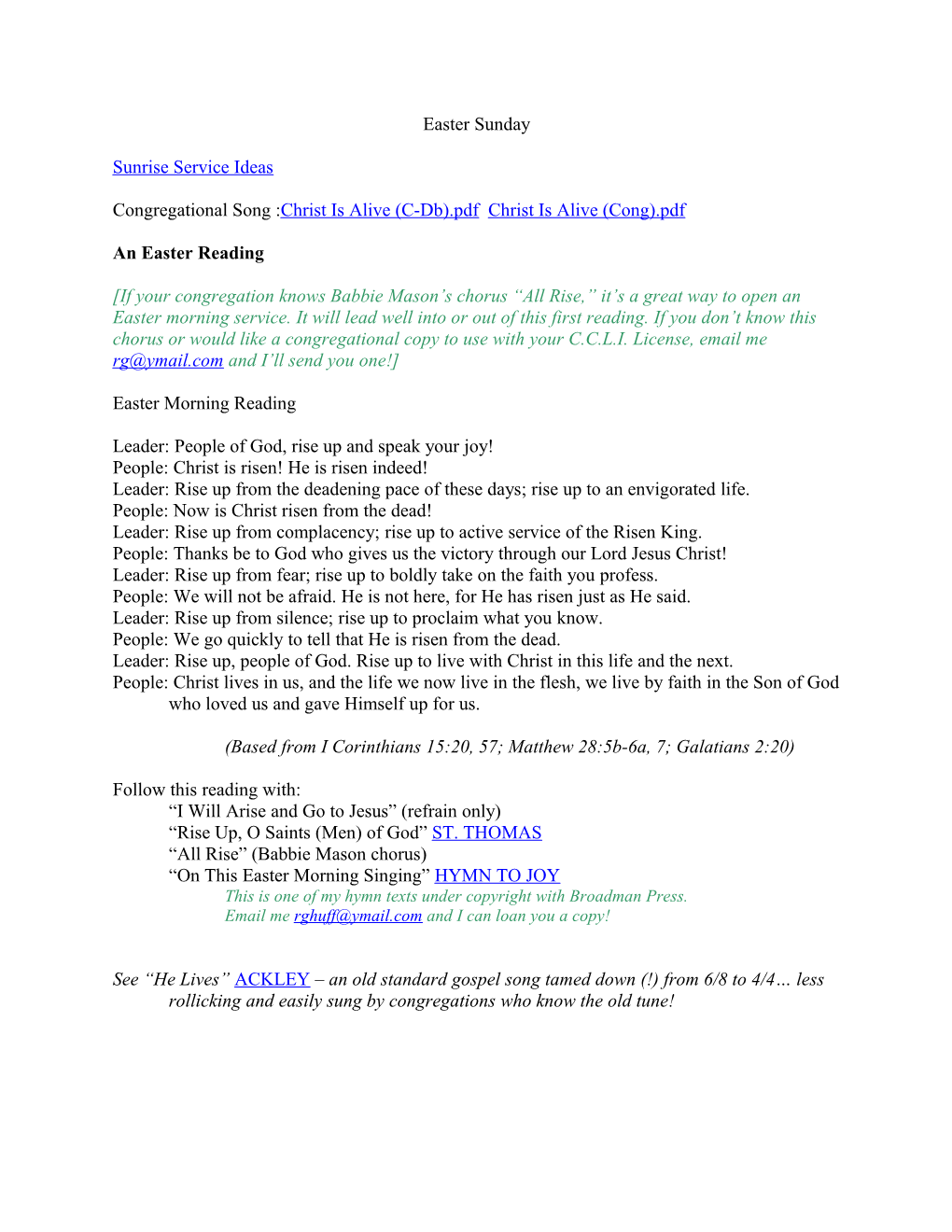 Congregational Song :Christ Is Alive (C-Db).Pdf Christ Is Alive (Cong).Pdf