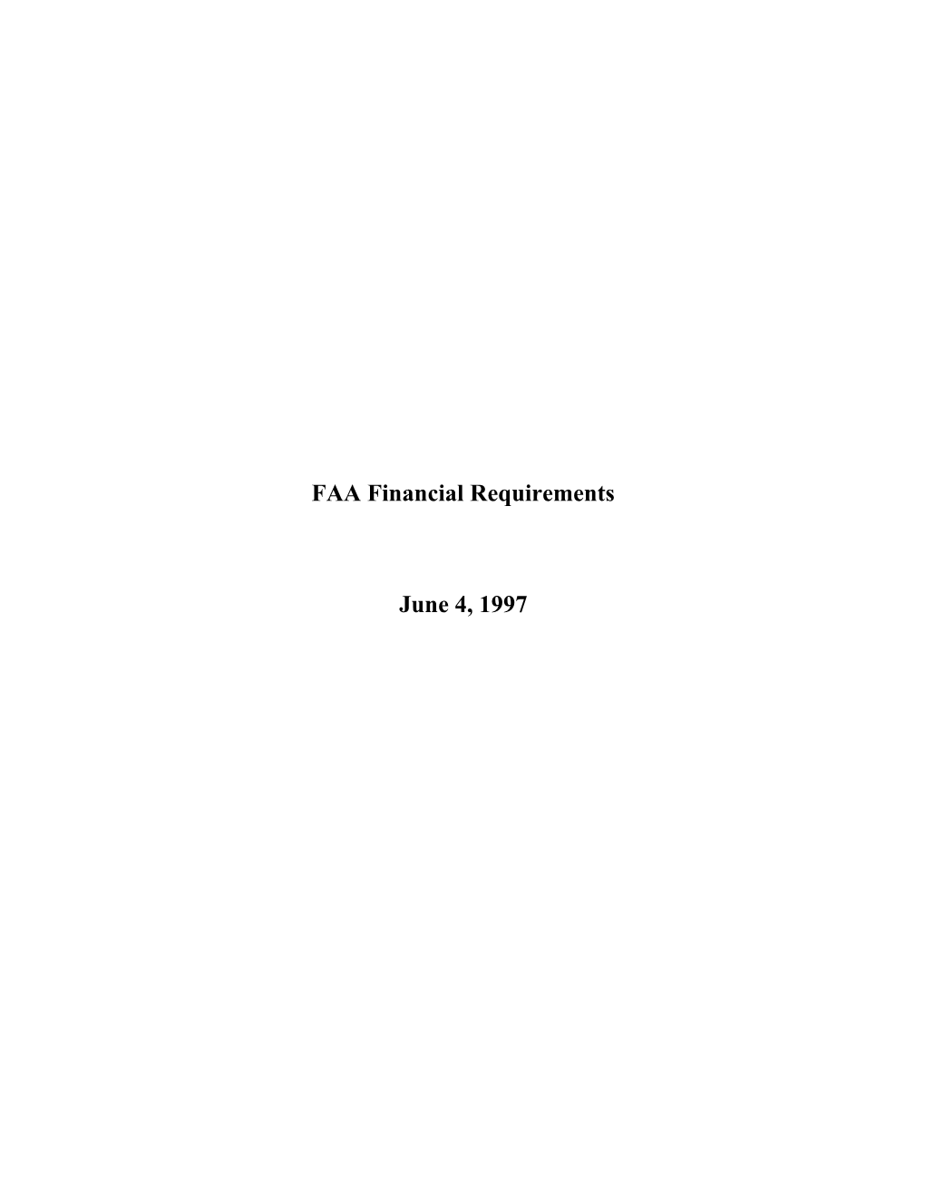FAA Financial Requirements