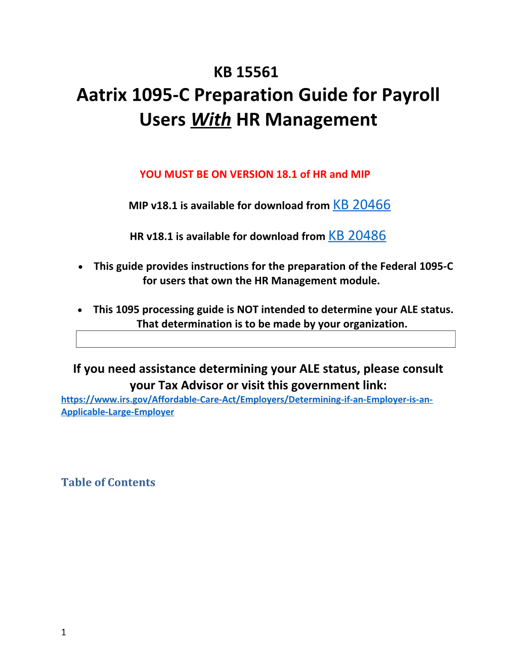 Aatrix 1095-C Preparation Guide for Payroll Users Withhr Management