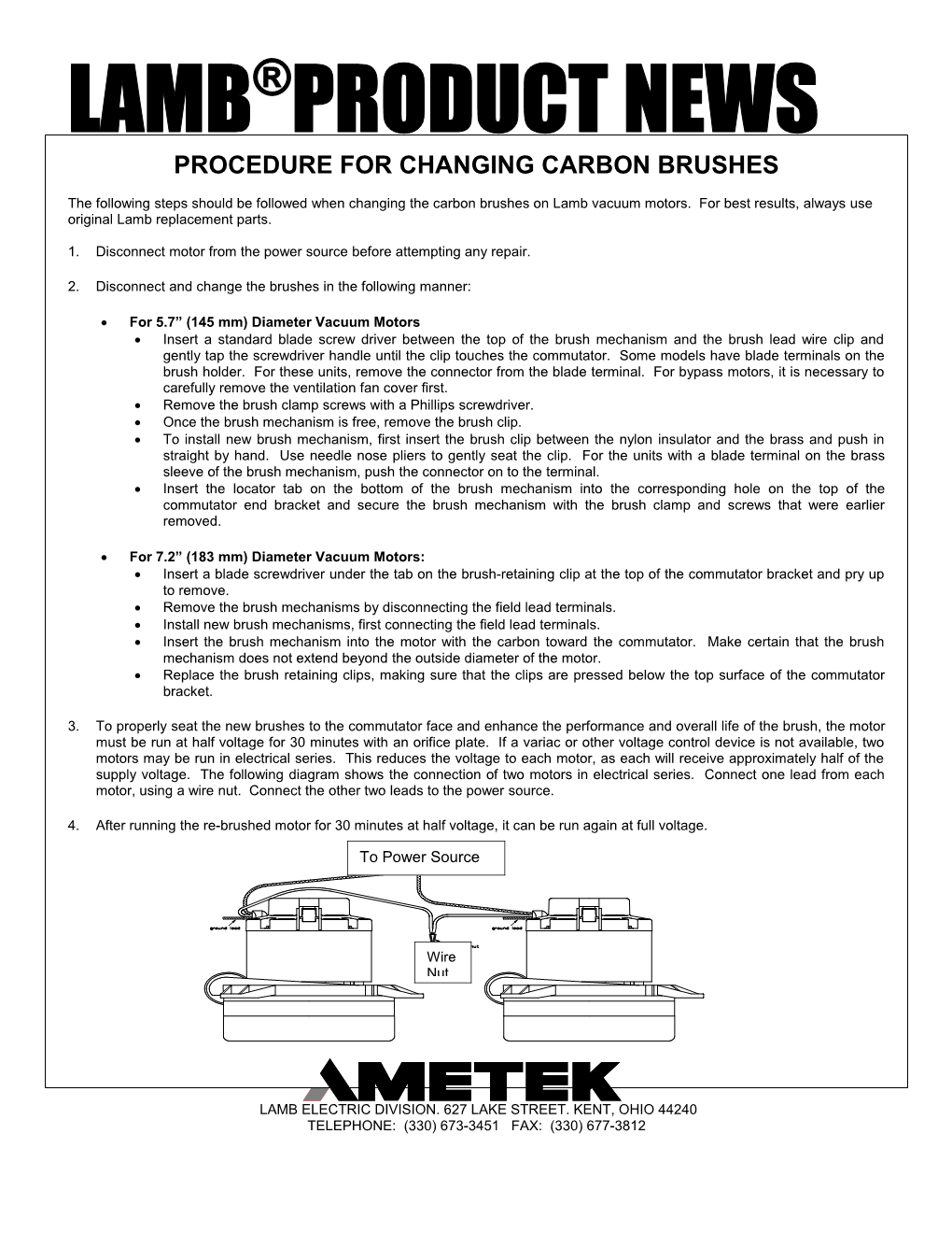 Procedure for Changing Carbon Brushes