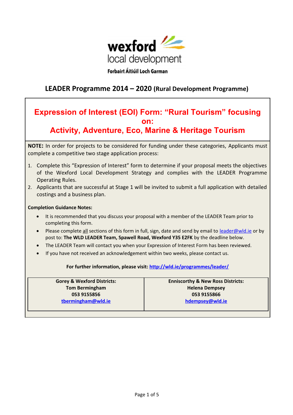 Leaderprogramme 2014 2020(Rural Development Programme)