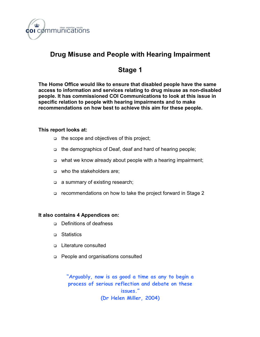 Deaf People and Drug Misuse