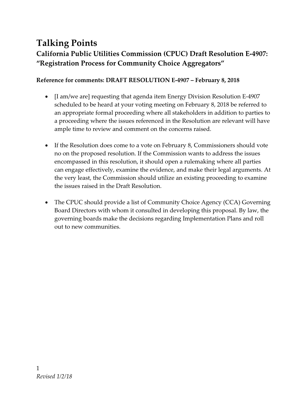 California Public Utilities Commission (CPUC)Draft Resolution E-4907