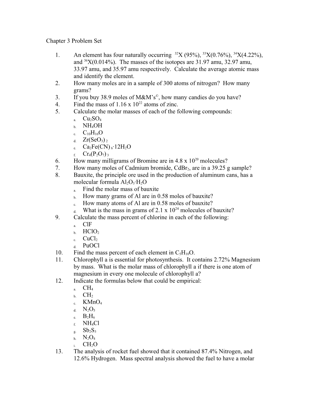 Chapter 3 Problem Set