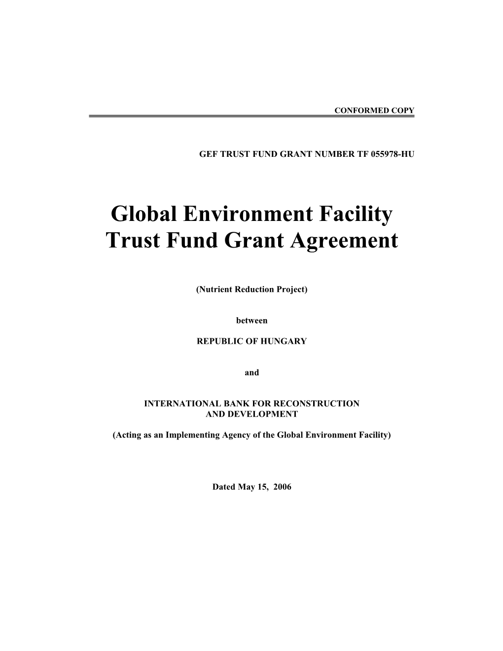 W-3293 (GEF Trust Fund Grant Agreement)