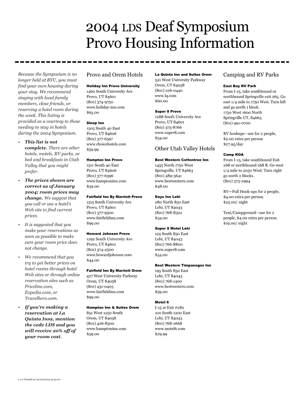 Provo Housing Information