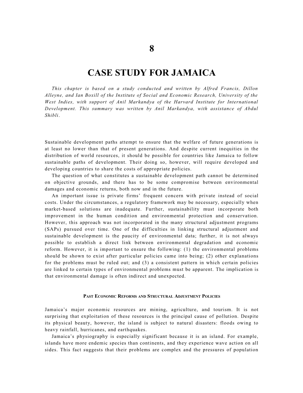 Case Study for Jamaica